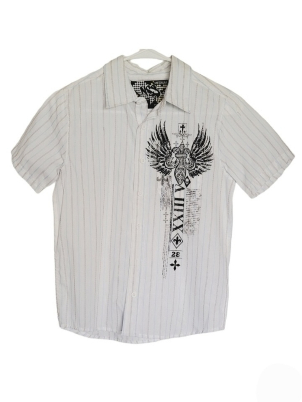 K1023 * NSS Boys Button Down Shirt White Size M
